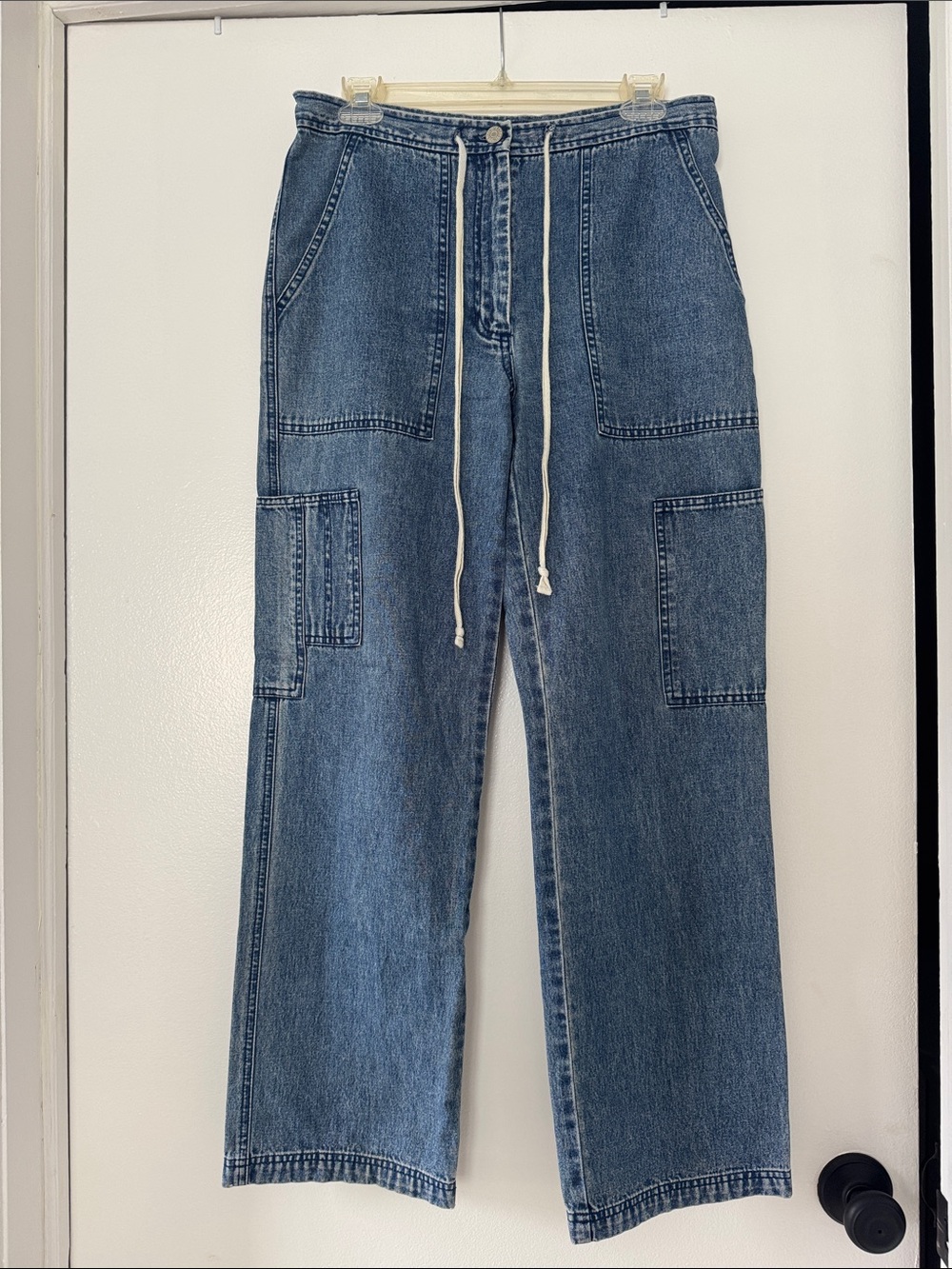 Lauren Ralph Lauren Blue Denim Utility Jeans - Drawstring Waist